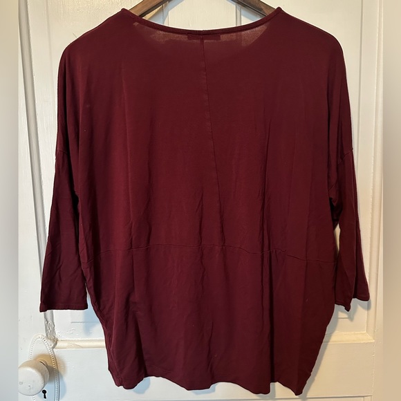 Zara Deep Cherry Red 3/4 Sleeve Top Small - Picture 5 of 8